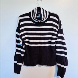 A new day brown and white striped sweater with turtleneck size small